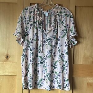 Liz Claiborne Floral Blouse - Pink and Green